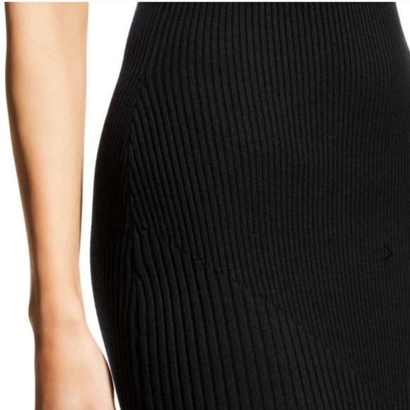 Ramy Brook Crossover Black Ribbed Midi Dress Size L New Without Tags - Picture 11 of 11
